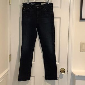 AG Women’s Mari Mid-Rise Slim Straight Stretch Dark Wash Blue Denim Jeans 28